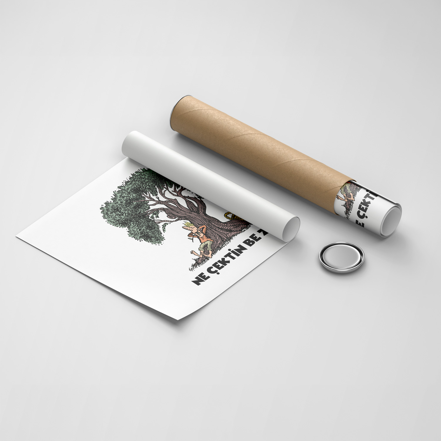 Ne Çektin Be Zeytin çizgi poster (çizim: Mehmet Çağçağ) - Görsel 2